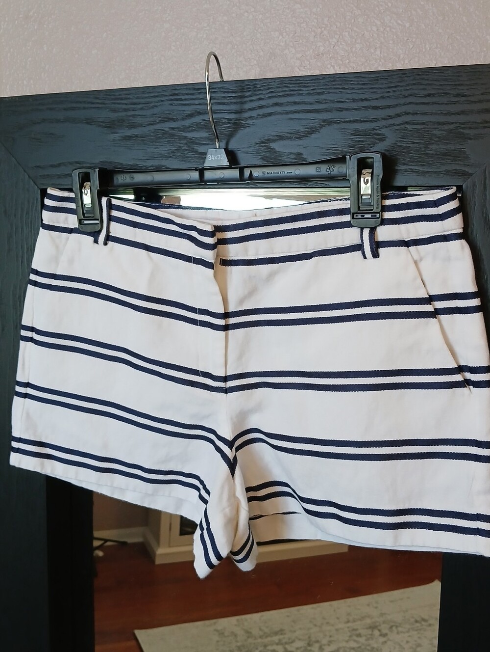 Joe Fresh Shorts White & Navy Stripe Sz 8 Cotton Linen Blend